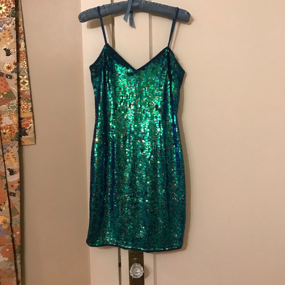 Vintage-1980s Niteline by Delia Roufogali Mermaid Sequin Mini Dress-Small